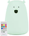Rabbit & Friends Luce da Notte Orsetto in Morbido Silicone - Verde Chiaro - Con Telecomando Lampade da Notte