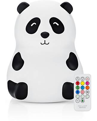 Rabbit & Friends Luce da Notte Panda in Morbido Silicone - Bianco e Nero - Con Telecomando Lampade da Notte