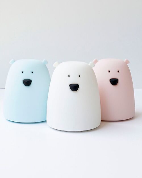 Rabbit & Friends Luce da Notte Portatile Orsetto In Morbido Silicone - Bianco - 10x8.6 cm Lampade da Notte