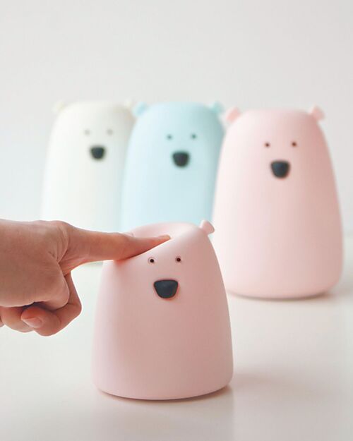 Rabbit & Friends Luce da Notte Portatile Orsetto In Morbido Silicone - Bianco - 10x8.6 cm Lampade da Notte