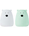 Rabbit & Friends Set 2 Luci da Notte Portatile Orsetto In Morbido Silicone - Bianco e Verde - 10x8.6 cm Lampade da Notte