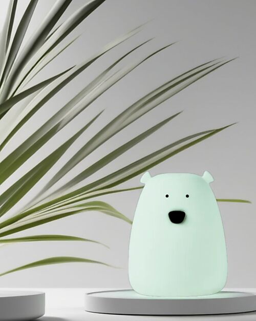 Rabbit & Friends Set 2 Luci da Notte Portatile Orsetto In Morbido Silicone - Bianco e Verde - 10x8.6 cm Lampade da Notte