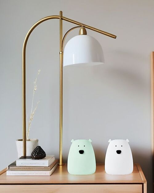 Rabbit & Friends Set 2 Luci da Notte Portatile Orsetto In Morbido Silicone - Bianco e Verde - 10x8.6 cm Lampade da Notte