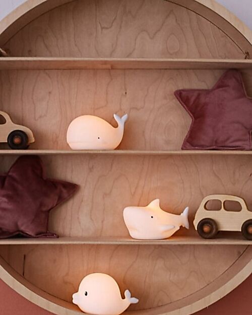 Rabbit & Friends Set 3 Mini Luci Waterproof - Gioco da Bagno Luminoso - Squalo Delfino e Balena Lampade da Notte