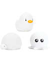 Rabbit & Friends Set 3 Mini Luci Waterproof - Gioco da Bagno Luminoso - Tartaruga Anatra e Polpo Giochi Bagno