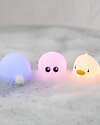 Rabbit & Friends Set 3 Mini Luci Waterproof - Gioco da Bagno Luminoso - Tartaruga Anatra e Polpo Giochi Bagno