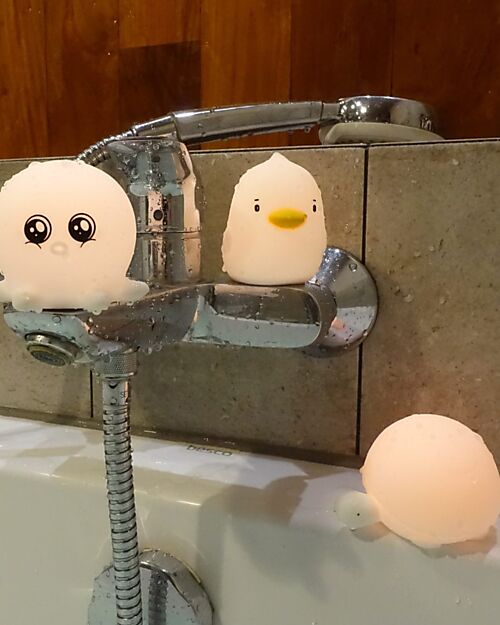 Rabbit & Friends Set 3 Mini Luci Waterproof - Gioco da Bagno Luminoso - Tartaruga Anatra e Polpo Lampade da Notte