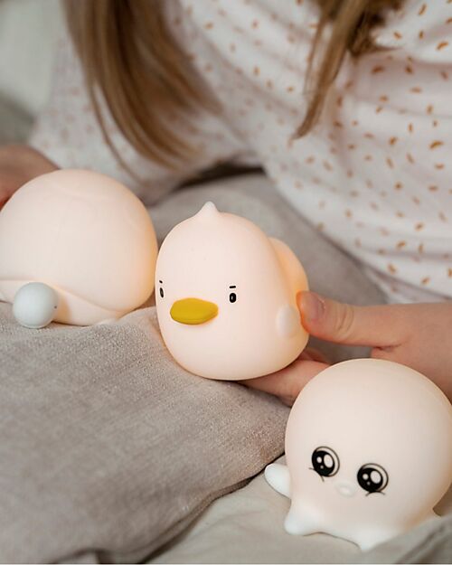 Rabbit & Friends Set 3 Mini Luci Waterproof - Gioco da Bagno Luminoso - Tartaruga Anatra e Polpo Lampade da Notte