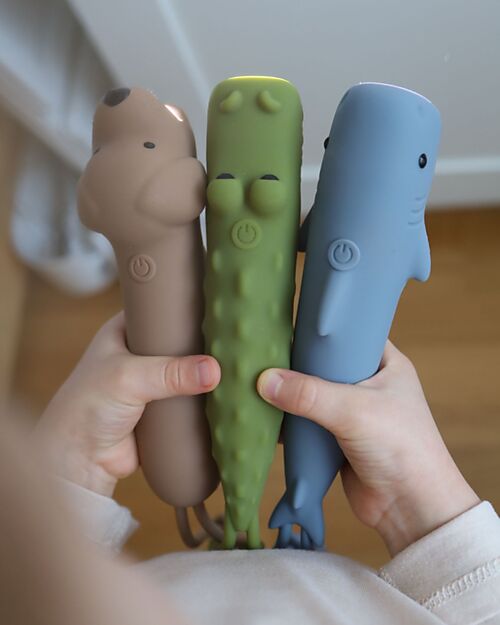 YZYOE Nuovo Crocodile Ricaricabile LED Torcia Elettrica, Cute Animal Shaped Silicone Torcia Elettrica, Premere a lungo per regolare la luce creativa di illuminazione esterna portatile di luminosità