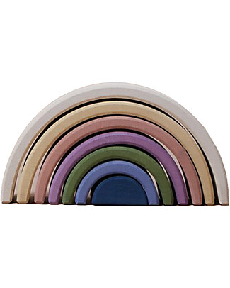 Raduga Grez Arco Impilabile in Legno - Bianco Fuori Colorato Dentro - Gioco Educativo Fatto a Mano per Stimolare il tuo Bambino Giochi Montessoriani