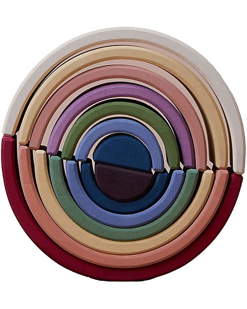 Raduga Grez Arco Impilabile in Legno - Bianco Fuori Colorato Dentro - Gioco Educativo Fatto a Mano per Stimolare il tuo Bambino Giochi Montessoriani