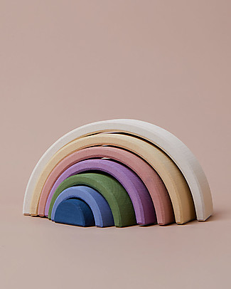 Raduga Grez Arco Impilabile in Legno - Bianco Fuori Colorato Dentro - Gioco Educativo Fatto a Mano per Stimolare il tuo Bambino Giochi Montessoriani