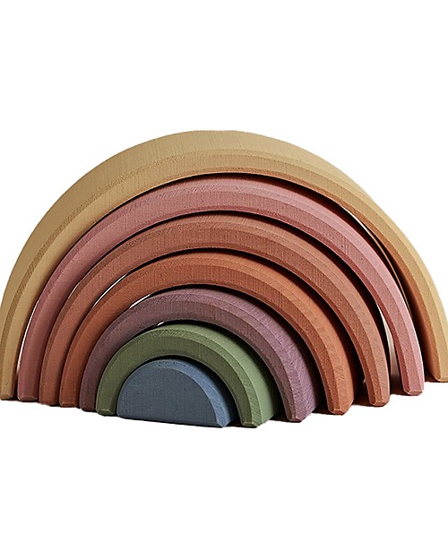 Raduga Grez Arco Impilabile in Legno - Colori Pastello della Terra - Gioco Educativo Fatto a Mano per Stimolare il tuo Bambino Giochi Montessoriani