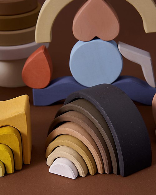 Raduga Grez Arco Impilabile in Legno - Skin Tones dal Nero al Bianco - Gioco Educativo Fatto a Mano per Stimolare il tuo Bambino Giochi Montessoriani