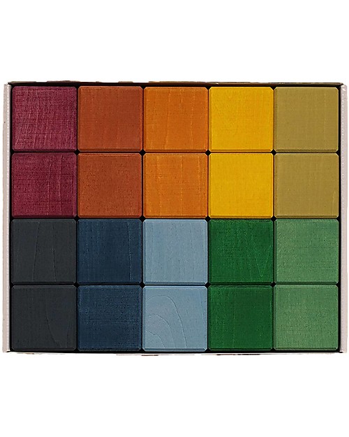 Raduga Grez Set 20 Cubi da Costruzione in Legno - Earth Colors - Gioco Educativo Fatto a Mano Costruzioni in Legno