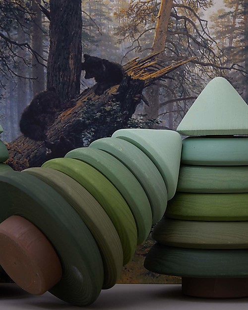 Raduga Grez Torre Impilabile in Legno - Albero di Abete - Gioco Educativo Fatto a Mano per Stimolare il tuo Bambino Incastri in Legno