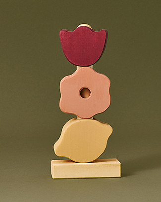 Raduga Grez Torre Impilabile in Legno - Fiori - Gioco Educativo Fatto a Mano per Stimolare il tuo Bambino Giochi Montessoriani