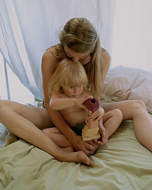 Raduga Grez Torre Impilabile in Legno - Fiori - Gioco Educativo Fatto a Mano per Stimolare il tuo Bambino Incastri in Legno