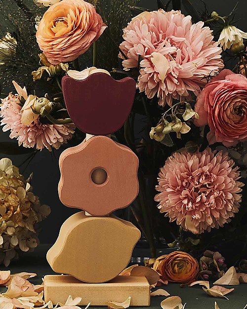 Raduga Grez Torre Impilabile in Legno - Fiori - Gioco Educativo Fatto a Mano per Stimolare il tuo Bambino Incastri in Legno