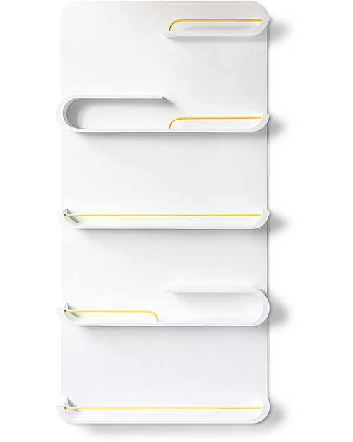 Rafa Kids Scaffale XL per Bambini, Legno bianco e metallo giallo - Betulla finlandese Mensole