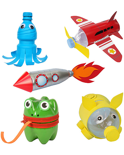 Re-Cycle-Me Set Gioco Ecologico per Bambini Bottiglie di Plastica - Scatena la fantasia usando oggetti da buttare! Giochi Creativi