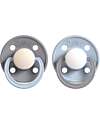 Rebael Set 2 Ciucci Bicolore - Tettarella Ciliegia - in Gomma Naturale - Grigio e Celeste - Fatto in Danimarca - Senza PBA, PVC e Flatati Ciucci