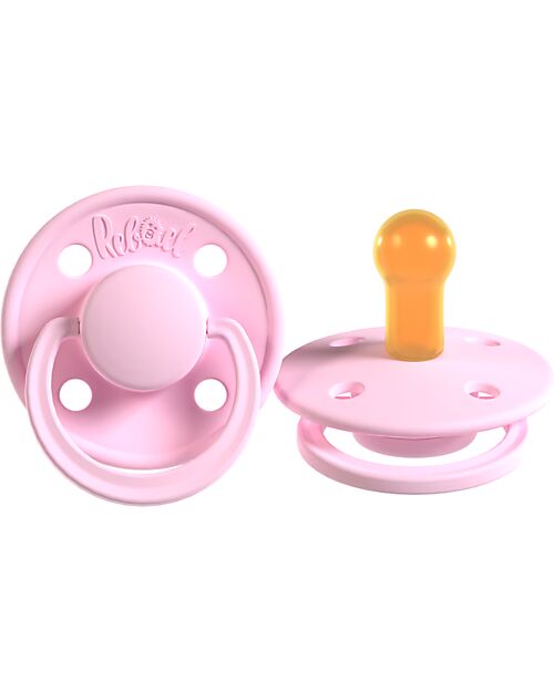 Rebael Set 2 Ciucci - Tettarella Ciliegia in Gomma Naturale - Rosa e Panna - Fatto in Danimarca Senza PBA, PVC e Flatati Ciucci
