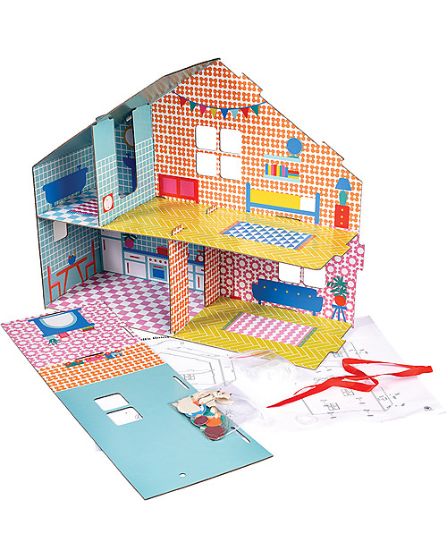 Rex London Casa delle Bambole in Cartone Fai-da-te - Include 6 personaggi! Case delle Bambole