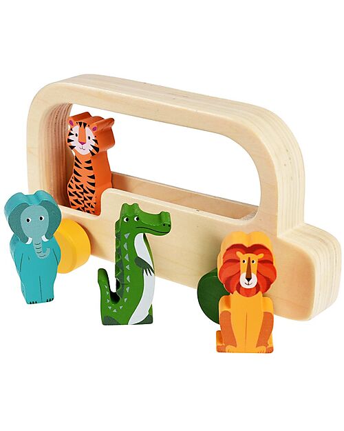 Rex London Il Bus degli Animali - Legno - 19.5 x 11 cm Macchine e Trenini  in Legno