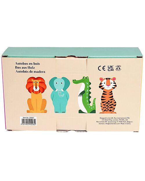 Rex London Il Bus degli Animali - Legno - 19.5 x 11 cm Macchine e Trenini  in Legno