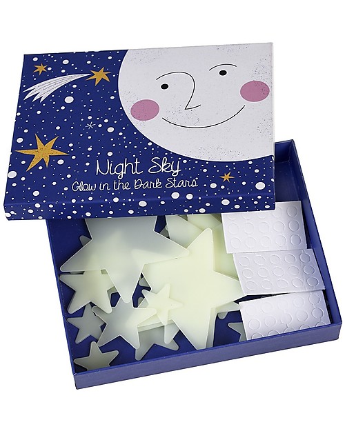 Rex London Night sky, Set di 30 Stelle che si Illuminano al Buio, Dimensioni Assortite Adesivi da Parete