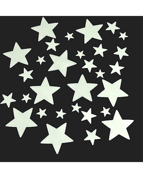Rex London Night sky, Set di 30 Stelle che si Illuminano al Buio, Dimensioni Assortite Adesivi da Parete