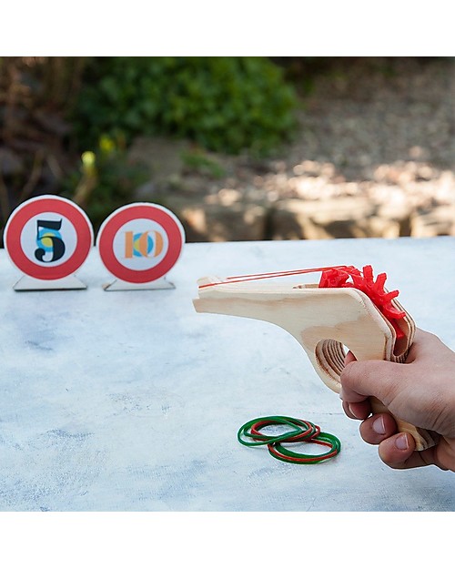 Rex London Pistola in Legno con Elastici - Completa di bersagli! Giochi da Esterno_