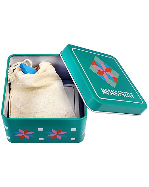 Rex London Puzzle in Legno Mosaico con Scatola in Latte - 26 pezzi - Ispirato al Tangram cinese! Puzzle