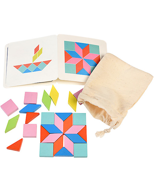 Rex London Puzzle in Legno Mosaico con Scatola in Latte - 26 pezzi - Ispirato al Tangram cinese! Puzzle