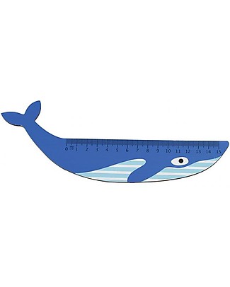 Rex London Righello in Legno 15 cm, Balena Blu - Ottima idea regalo per la scuola! Colorare