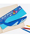 Rex London Righello in Legno 15 cm, Balena Blu - Ottima idea regalo per la scuola! Disegnare e Colorare