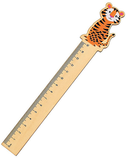 Rex London Righello in Legno 15 cm, Tiger - Ottima idea regalo per la scuola! Disegnare e Colorare