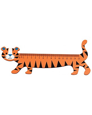 Rex London Righello in Legno 15 cm, Tigre - Ottima idea regalo per la scuola! Colorare