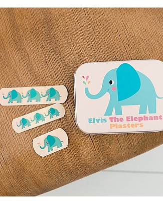 Rex London Scatola in Latta con Cerotti Assortiti, Elvin l'Elefante - Pacco da 30 Cerotti