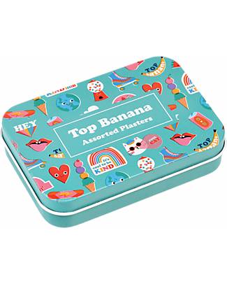 Rex London Scatola in Latta con Cerotti Assortiti - Top Banana - Pacco da 30 Cerotti