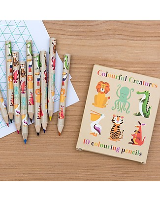 Rex London Set 10 Matite da Colorare, Colourful Creatures Colorare