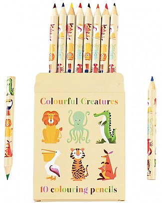 Rex London Set 10 Matite da Colorare, Colourful Creatures Colorare