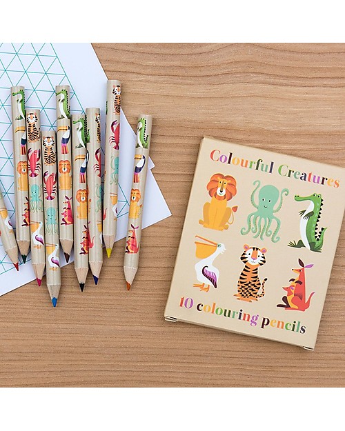 Rex London Set 10 Matite da Colorare, Colourful Creatures Disegnare e Colorare
