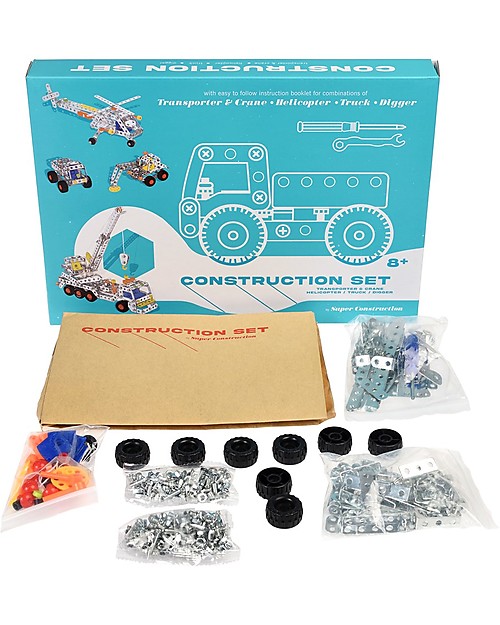 Rex London Set da Costruzione 4in1 - Camion con Gru + Elicottero + Furgone + Escavatore Giochi STEM