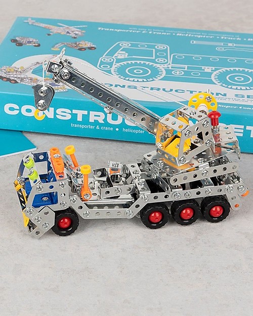 Rex London Set da Costruzione 4in1 - Camion con Gru + Elicottero + Furgone + Escavatore Giochi STEM