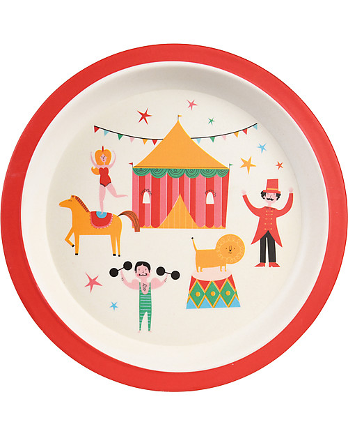 Rex London Set di Stoviglie, Circo: Tazza, Piatto, Ciotola e Posate - Fibra di Bambù Set Pappa