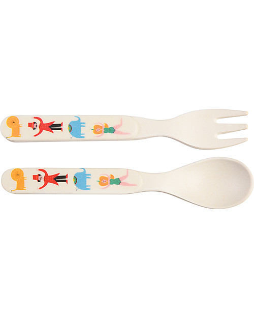 Rex London Set di Stoviglie, Circo: Tazza, Piatto, Ciotola e Posate - Fibra di Bambù Set Pappa