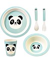 Rex London Set di Stoviglie, Miko il Panda: Tazza, Piatto, Ciotola e Posate - Fibra di Bambù Piatti e Scodelle