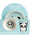 Rex London Set di Stoviglie, Miko il Panda: Tazza, Piatto, Ciotola e Posate - Fibra di Bambù Piatti e Scodelle
